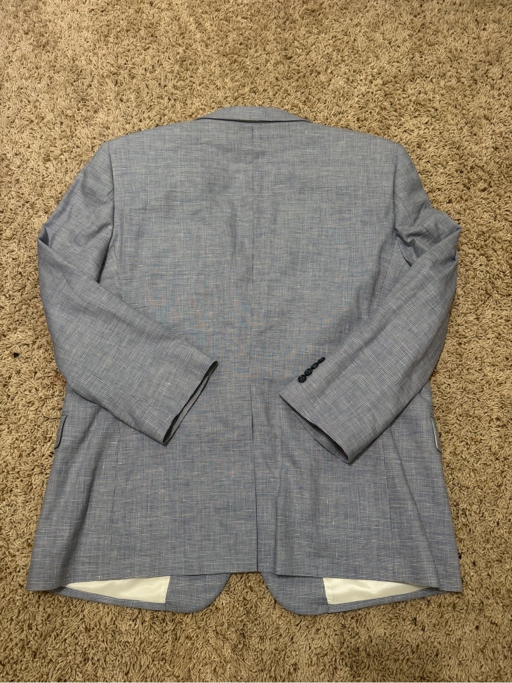 Jos. A. Bank Light Blue Mirco Houndstooth Linen Wool Blend Sport Coat Size 48R - Picture 7 of 7